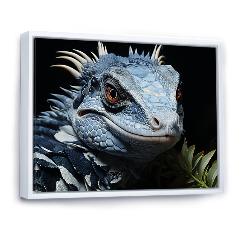 Amphibien curieux reptile, H 16 po x l 32 po x P 1 po, Cadre flottant blanc