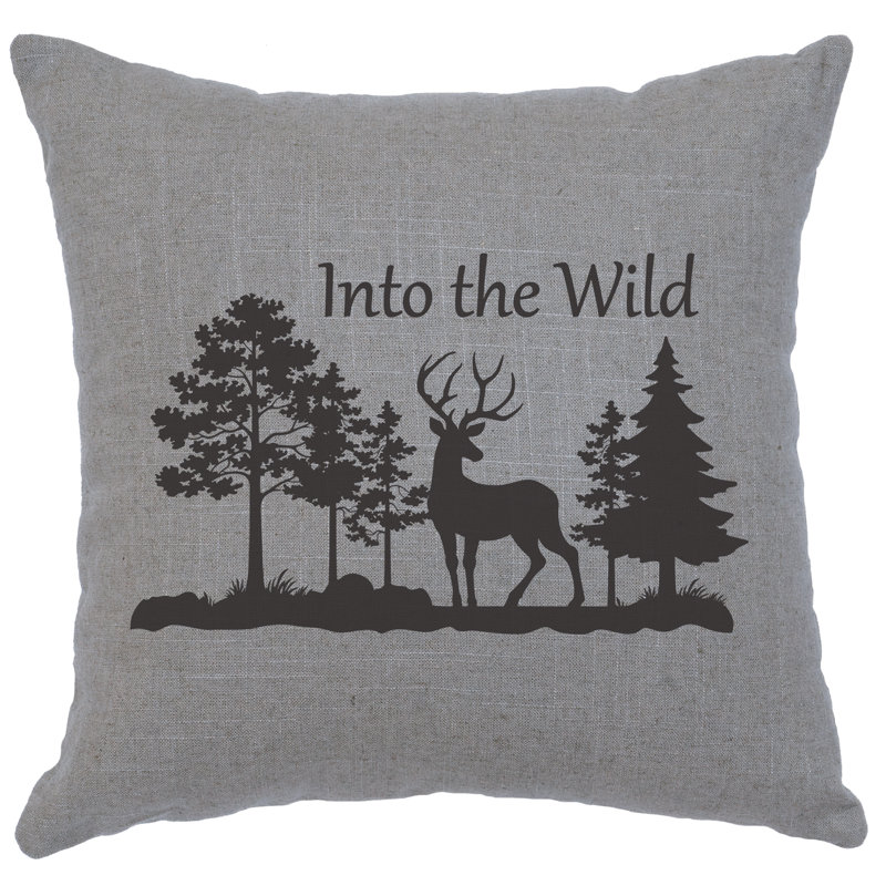 Wooded River Image Pillow - Into Wild - Linen Gray, Gray