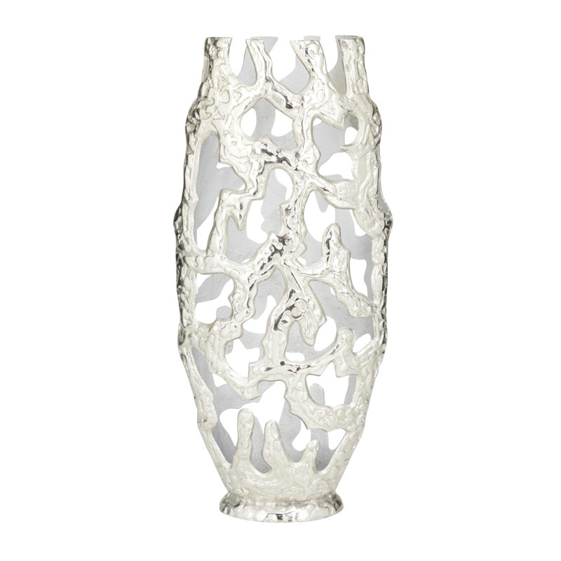 Silver Hollow Design Decorative Metal Table Vase