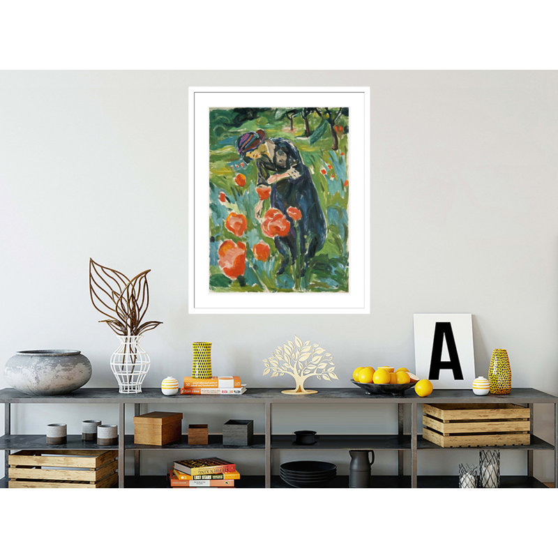 «Woman with Poppies» par Edvard Munch - impression giclée encadrée, H 16,38 po x l 13,75 po