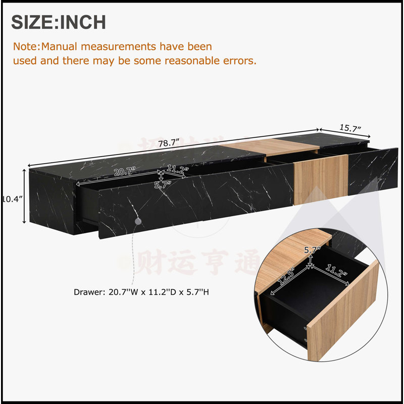 TV Stand with Faux Marble, Black