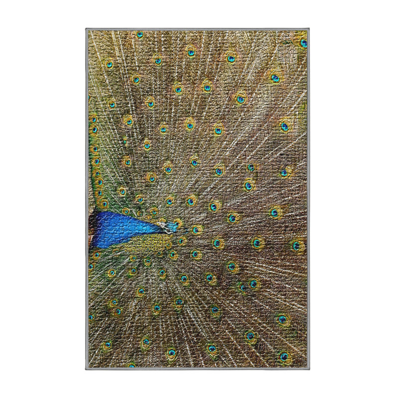 Tapis jaune Peacock, Rectangle 4 pi x 6 pi
