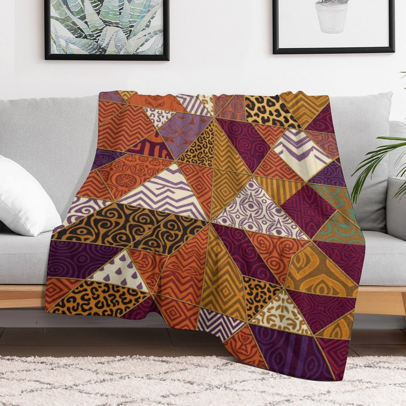 Plaid en flanelle de luxe à motif géométrique triangulaire, doux et chaud, idéal pour le salon, le canapé, le lit et la décoration intérieure.