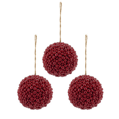 Set of 3 Red Berry Ball Ornament