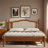Bohemian Wooden Platform Bed With Natural Rattan Headboard And Arc Design-107820862-107820867