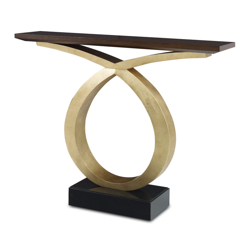 Loophole 48'' W Solid Wood Console Table, Walnut, Gold
