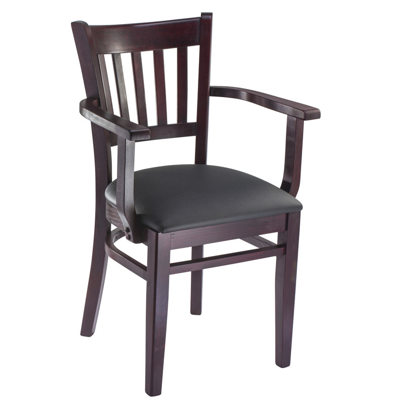 Stahr 18'' H Faux Leather Upholstered Beech Armchair, Dark Mahogany
