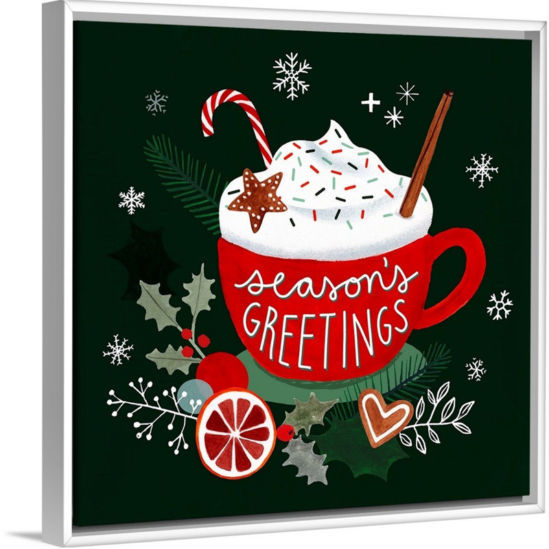 " Christmas Comforts I " by Victoria Borges, White Framed, 32" H x 32" W x 1.75" D