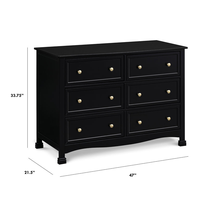 Ebony Horizontal Double Nursery Dresser with 6 Spacious Drawers