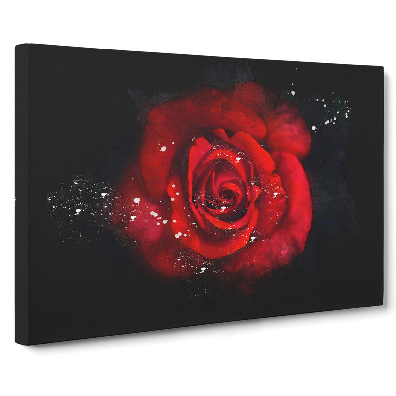 Red Rose In The Shadows - Wrapped Canvas Print, 35cm H x 50cm W x 3cm D
