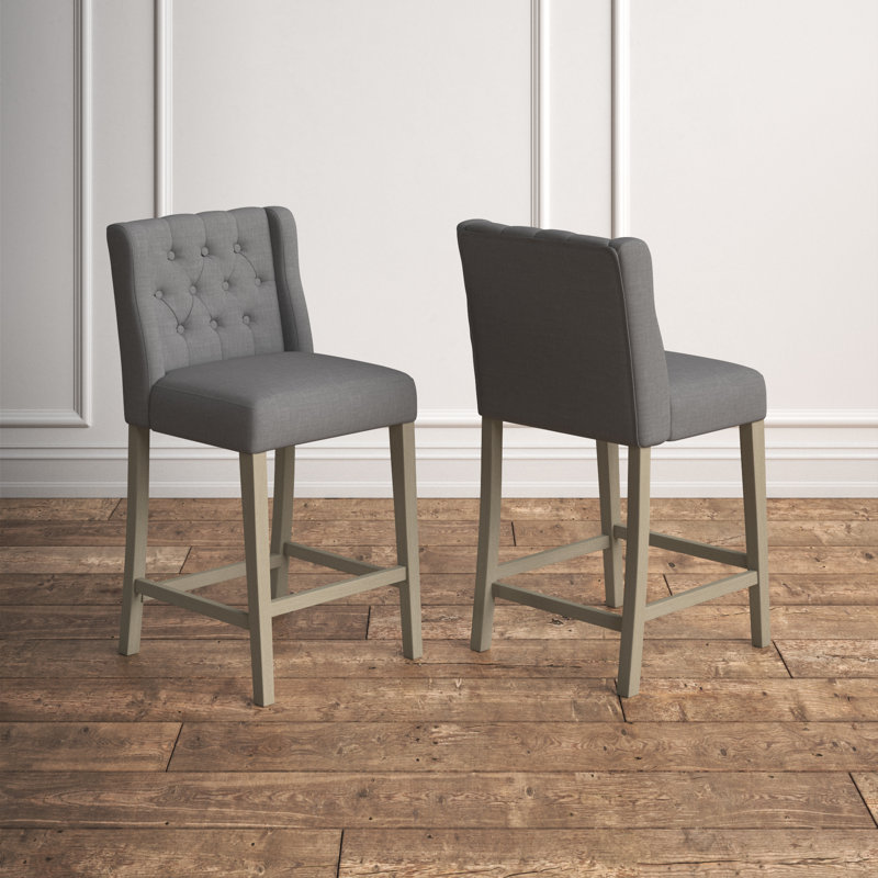 Tabouret de bar et de comptoir Reia, Tabouret de comptoir (siège d'une hauteur de 25,2, Brun, Gris