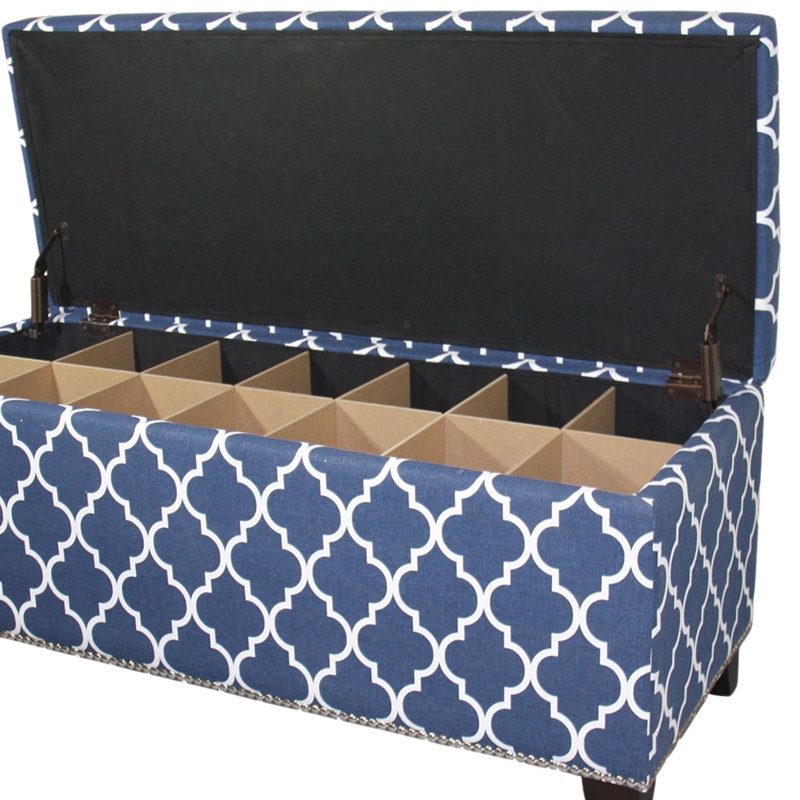 18 - Inch High Storage Bench With Blue Moroccan Stripes, 39 Long Area, 42 And 17 Wide Seat, Seat To Floor Height