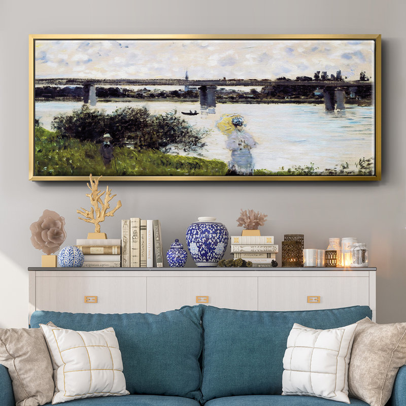 La promenade près du pont d'Argenteuil, 1874, H 20 po x l 50 po x P 1,5 po, Or