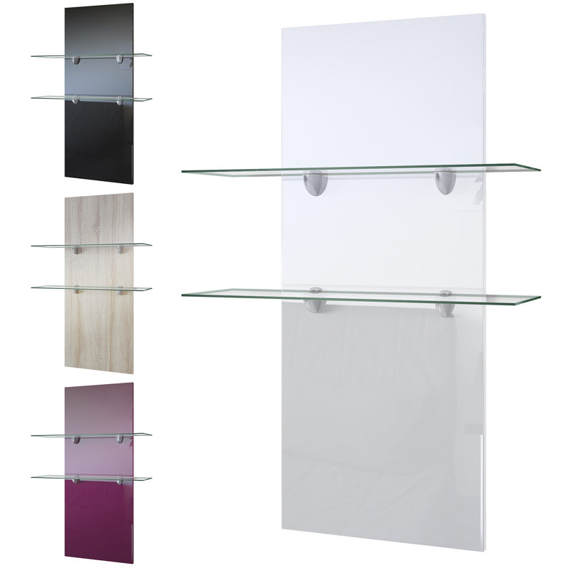 Mccrea 2 Piece Floating Shelf, Black (glossy), No