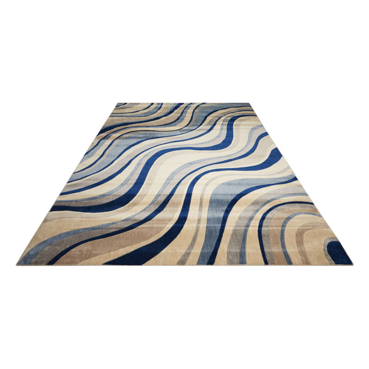 Sneha Abstract Ivory/Blue Area Rug