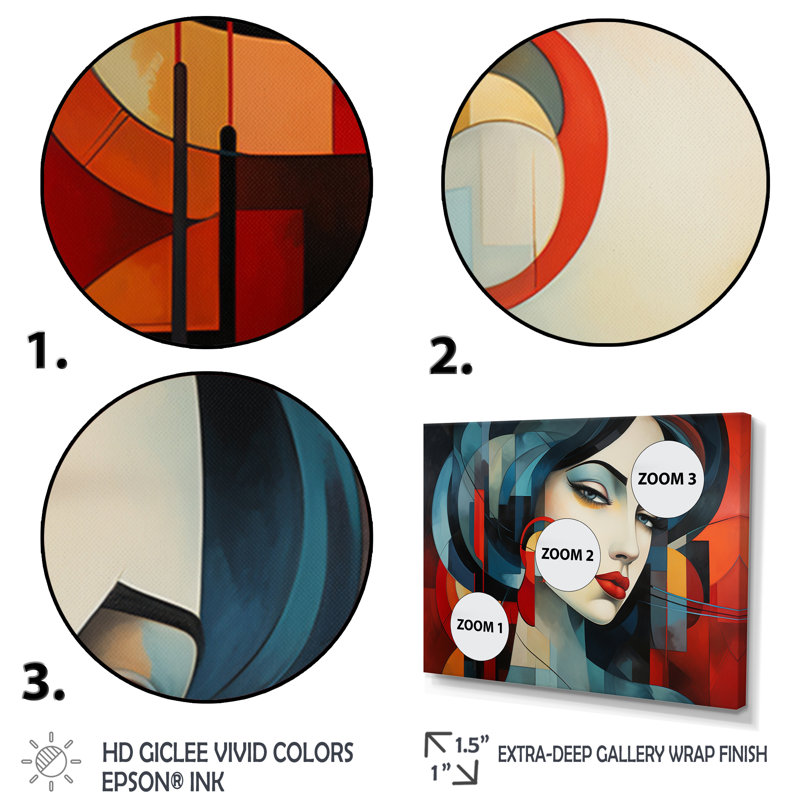 «Cubism Art Modern», reproduction sur toile, Cadre flottant noir, H 24 po x l 32 po x P 1 po