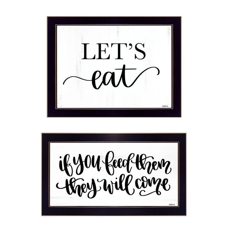 Ensemble d'art encadré vignette 2 pièces «Let's Eat / Nourrir eux» par Imparfect Dust, H 14 po x l 18 po x P 1 po, Noir