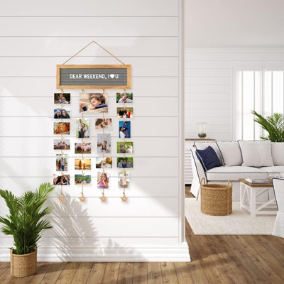 Picture Frames Collage Wall Decor Hanging Photo Display Frame Felt Letter Board With 340 Letters And 30 Clips