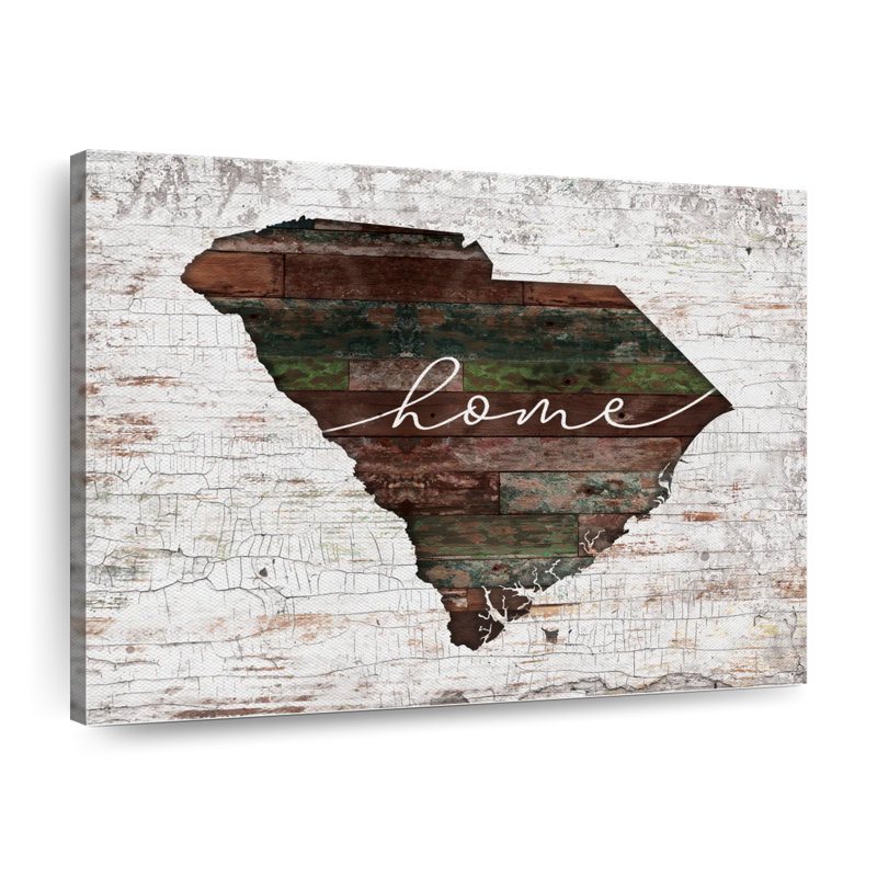 South Carolina Home Map sur impression sur toile, H 8 po x l 10 po x P 1 po