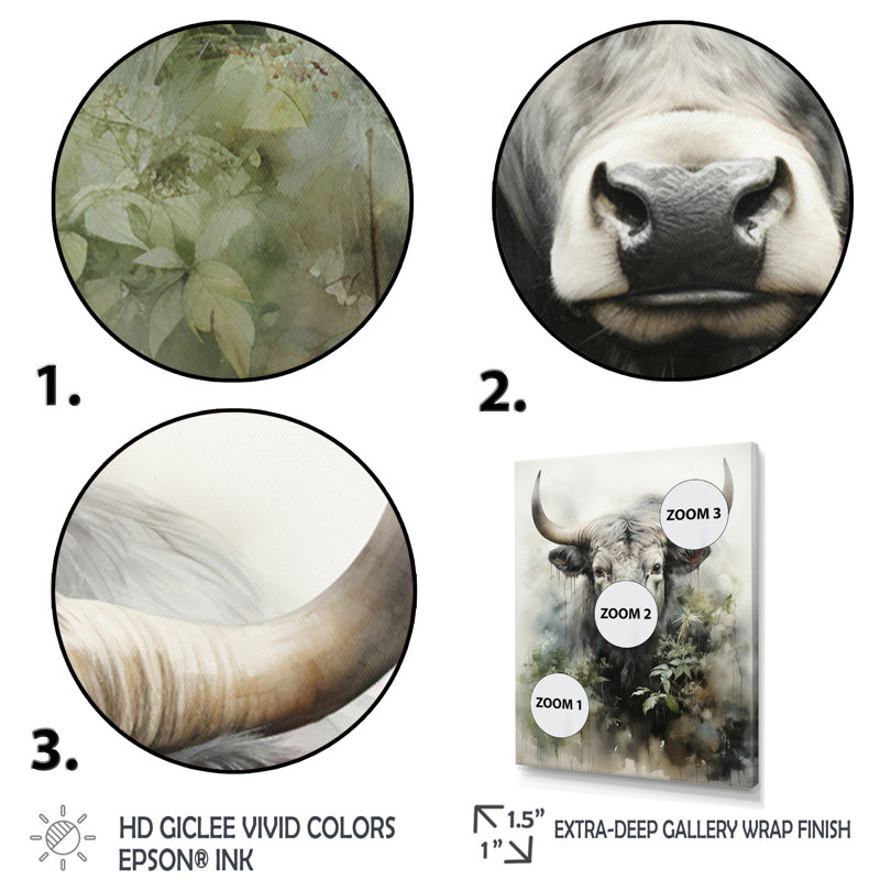 «Keileigh Asian Art Cow Sumi VI», reproduction, H 32 po x l 24 po x P 1 po, Cadre flottant noir