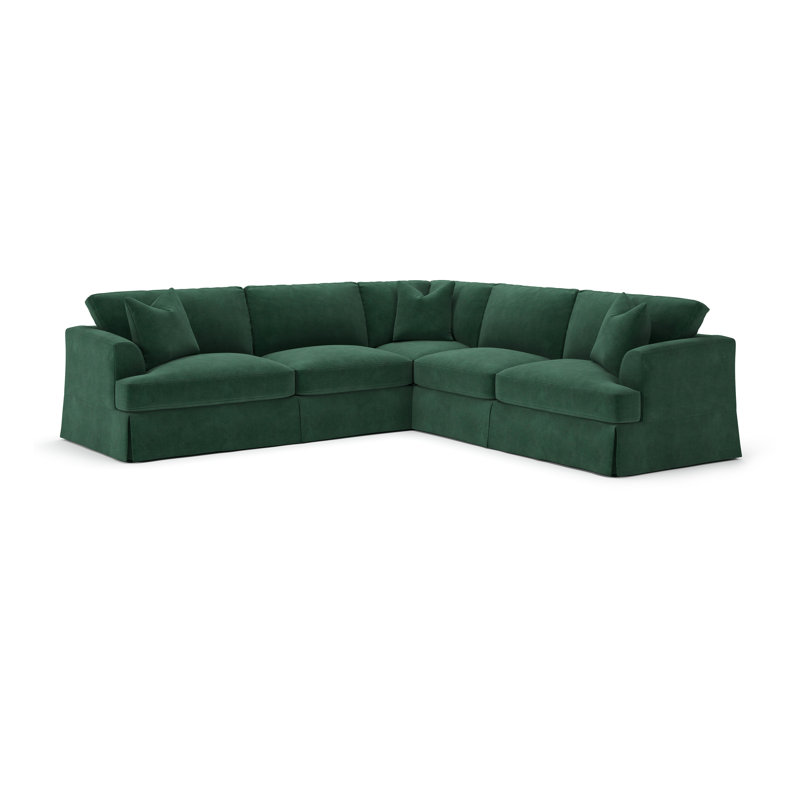 Lucia 4-Piece Slipcovered Sectional, Right Hand Facing, Bella Hunter Performance Velvet