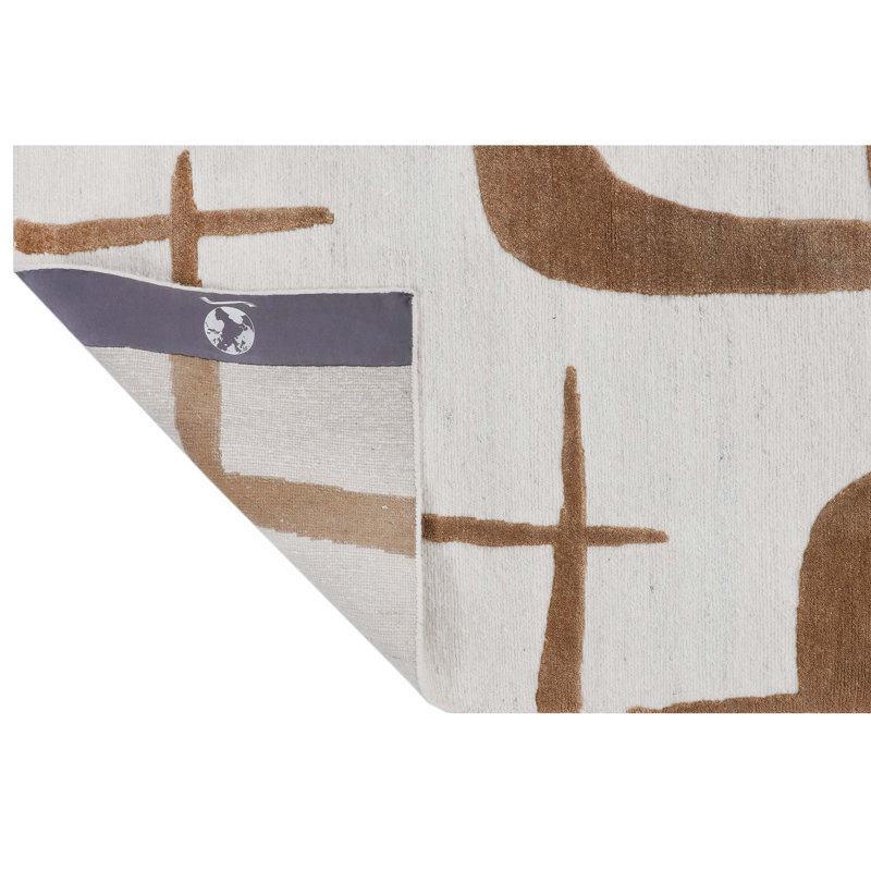 Geometric Area Rug in Ivory/Brown, Rectangle 8' x 10'