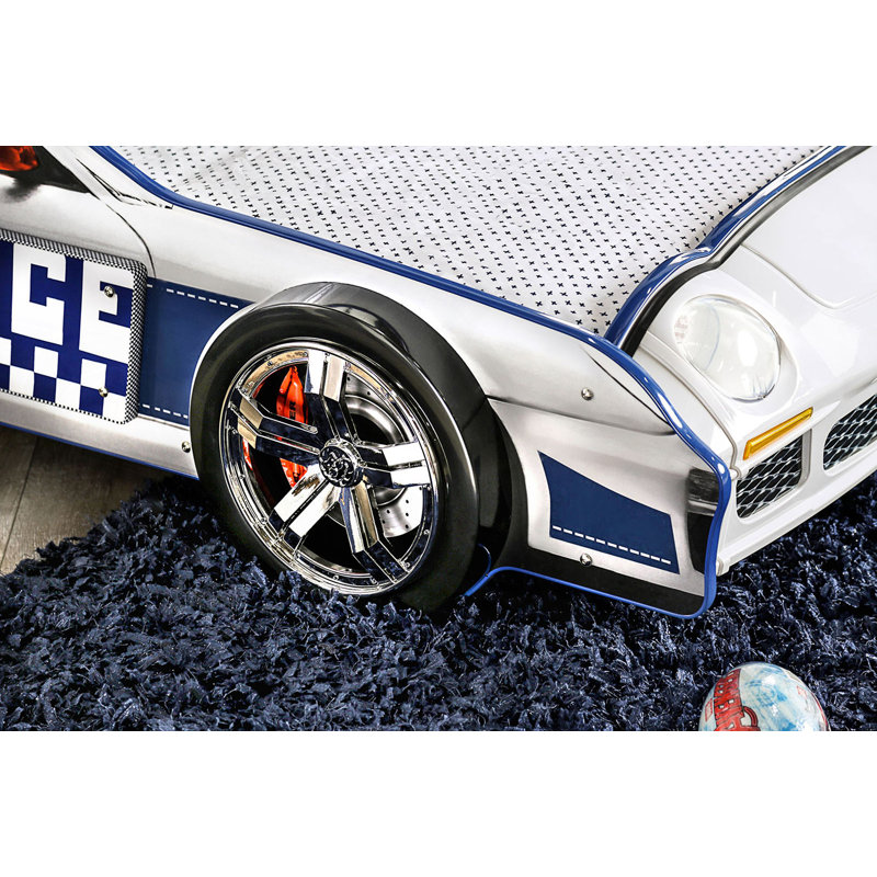 Modern Novelty Style Twin Bed Police Car Design With LED Lights