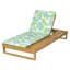 Chaise longue en bois d'acacia à finition teck avec ensemble de coussins à 2 feuilles de noix de coco de 1,57 pouce, 4 positions réglables avec une surface latérale plate, pour la piscine - version assortie crème, gris foncé disponible