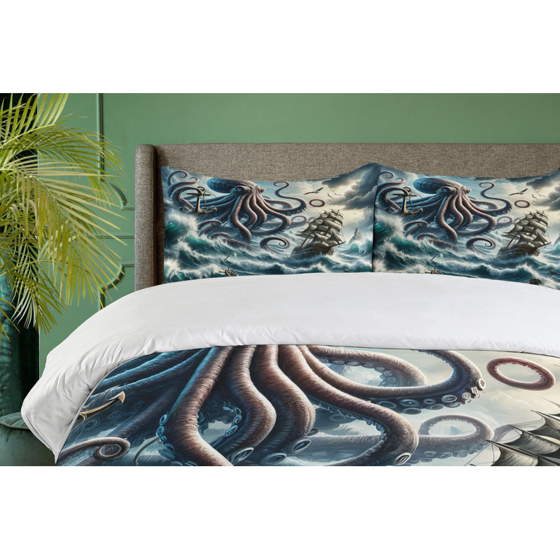 Nautical Duvet Cover, California King Duvet Cover + 2 Standard Shams