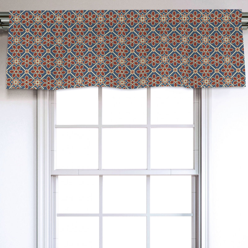 Sateen Geometric Ruffled Window Valance