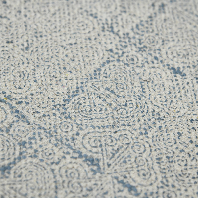 Handmade Blue Geometric Cotton Rectangular Area Rug 2' x 3'