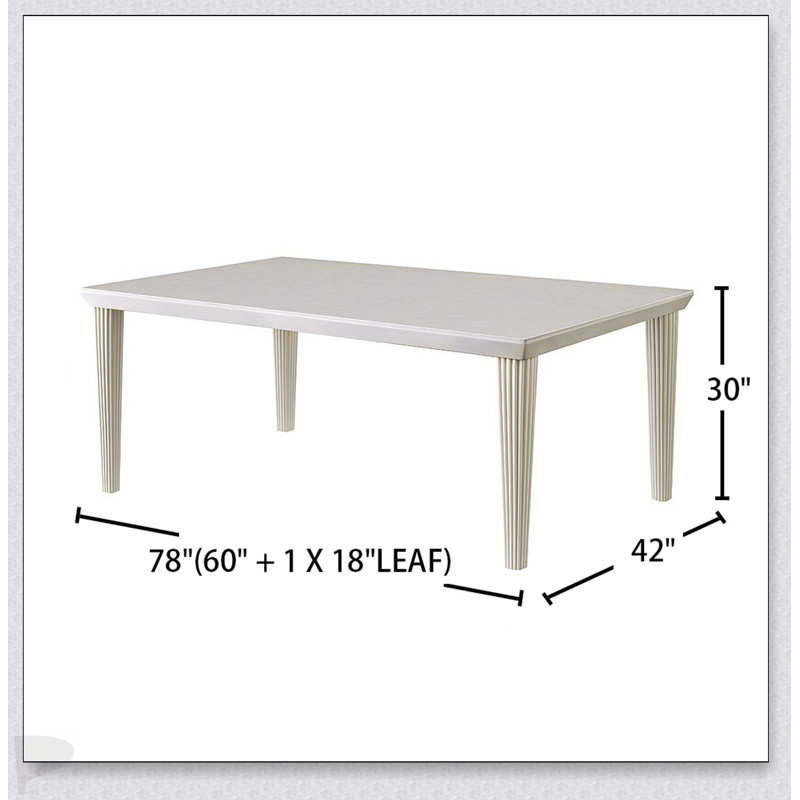 Élégante table de salle à manger rectangulaire avec rallonge extensible au fini blanc antique, parfaite pour une salle à manger polyvalente et élégante