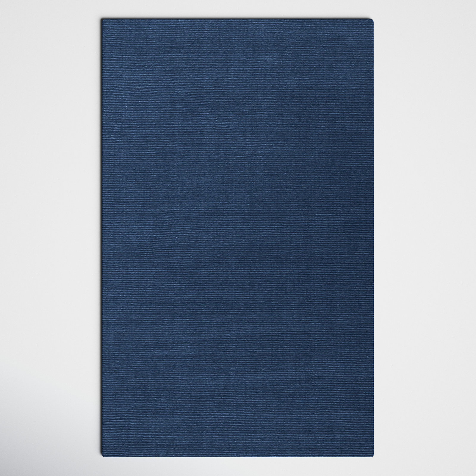 Crowe Dark Blue Hand-Woven Wool Rug, Rectangle 6' x 9'