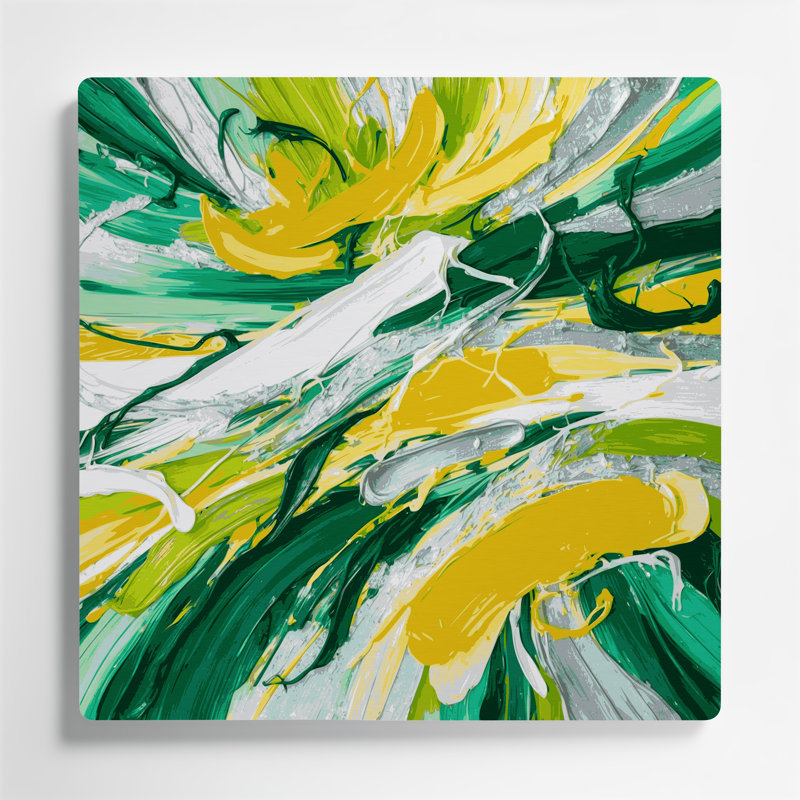 «Lyrical Abstraction 94», art mural en métal vert, H 32 po x l 32 po
