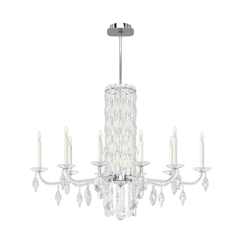 Siena 10 Light 40.5in x 30in Chandelier in Antique Silver with Clear Heritage Handcut Crystals, Chinese (K9), White