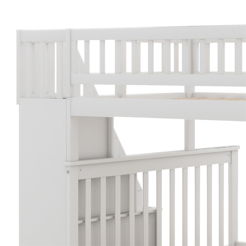 Bunk Bed With Trundle, White, Twin over Full