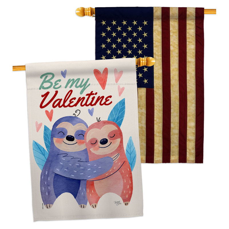 Drapeau de maison en polyester à 2 côtés 40 x 28 po Sloths Love