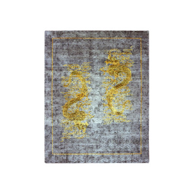 Tapis oriental rectangulaire en laine et soie noués à la main 8 pi 0 po x 10 pi 3 po - MOA10275315