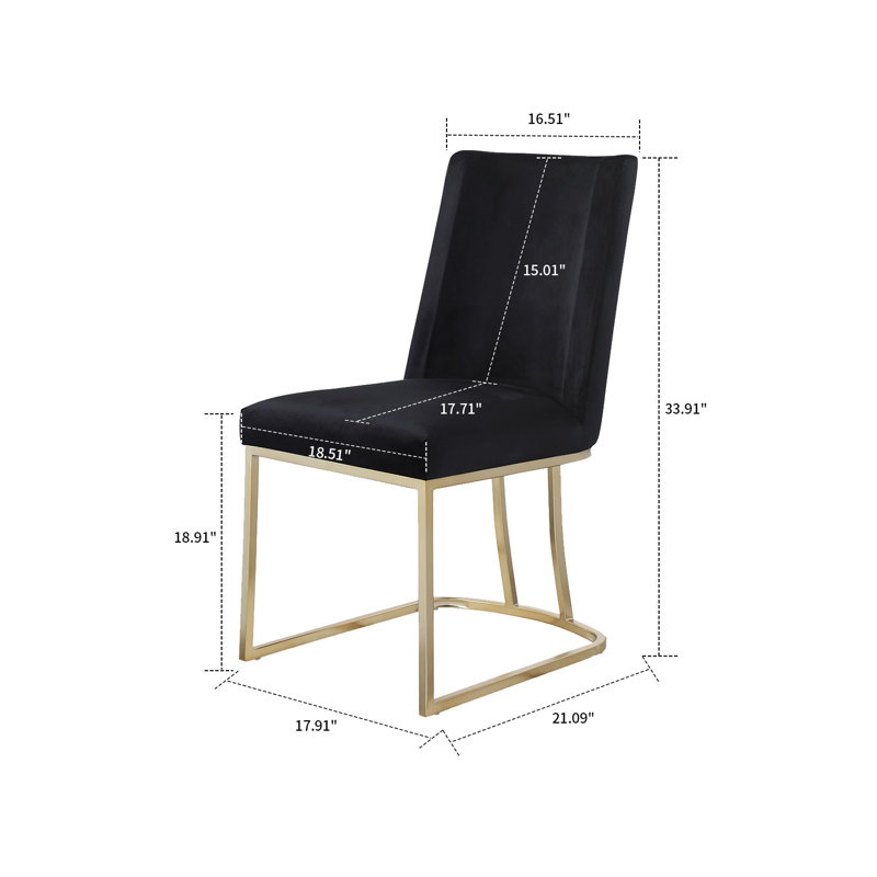 Caulders Velvet Side Chair, Black