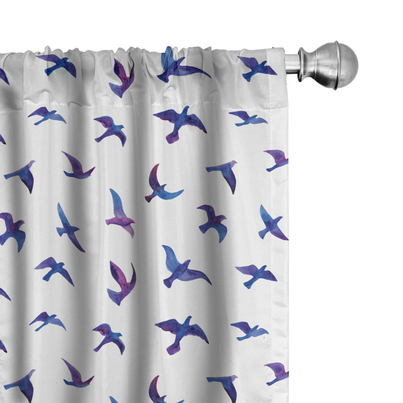 Birds Semi-Sheer Rod Pocket Sliding Panel, 28" x 95"