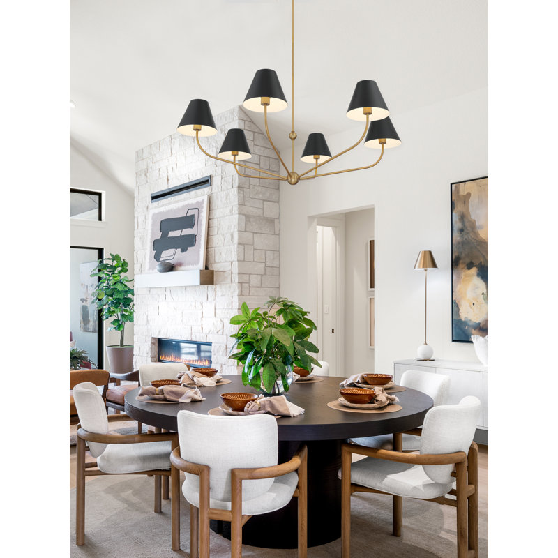 Lustre vibrant Augustina, H 12,6 po x l 48 po x P 48 po, Noir / blanc, 6