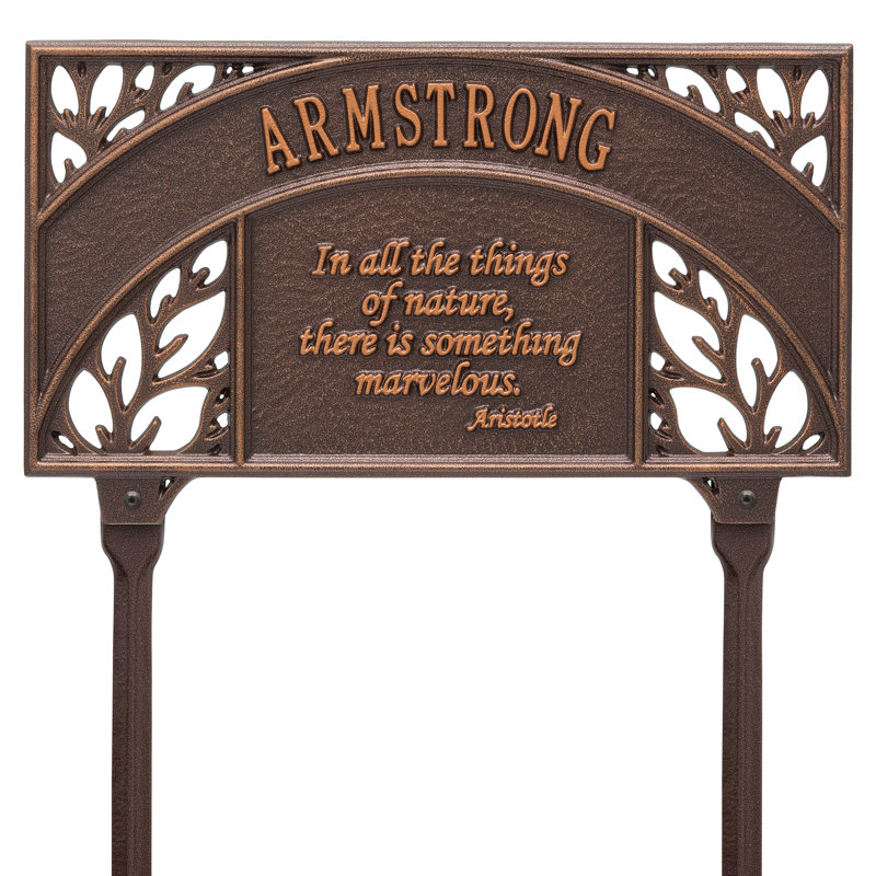 Aristotle Personalized Garden Sign, Antique Copper, Yes