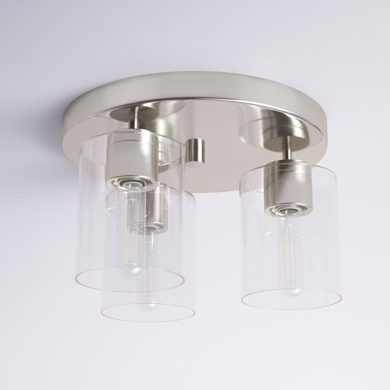 Bromwich Glass Flush Mount, Clear, Brushed Nickel