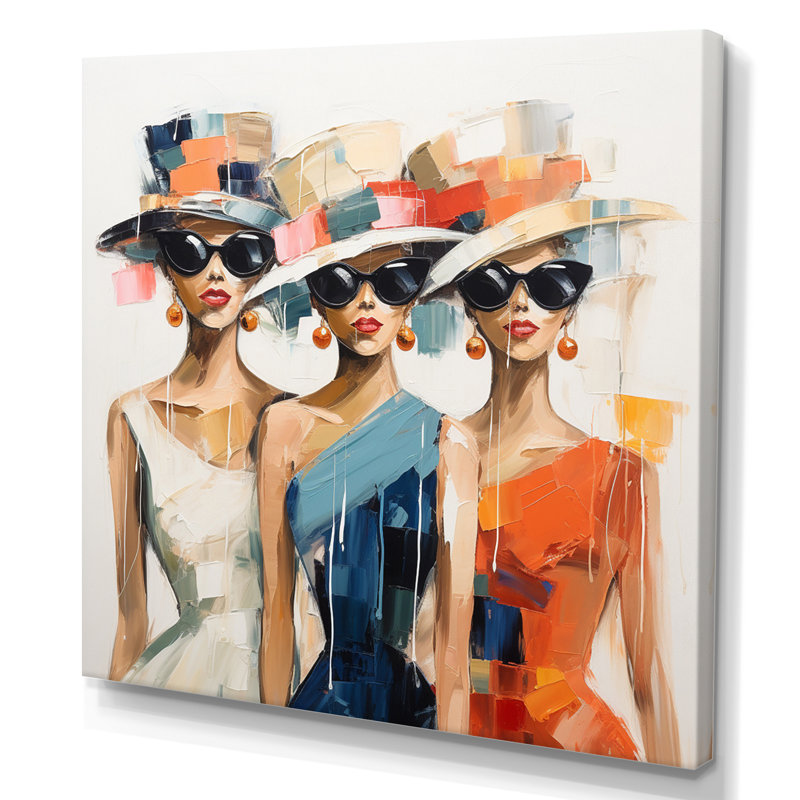 «Woman with Fashion Hats II», reproduction, 16" H x 16" W, Toile tendue