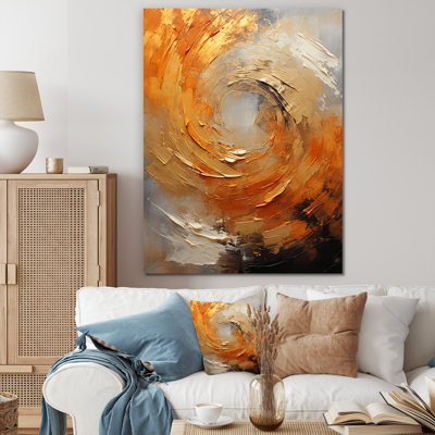«Gold Orange Desert Mirage Spiral», reproduction sur toile à spirales abstraites