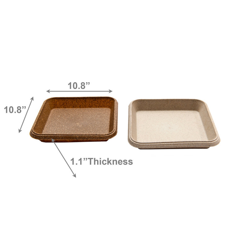 11" Siena Square Tray Shallow Eco-Friendly Asstd - Set Of 4