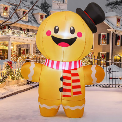 Pain d'épices gonflable de Noël 6 pi avec lumières DEL intégrées