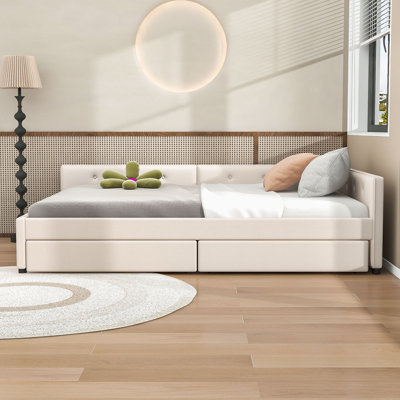 Two Drawers Upholstered Daybeds with USB