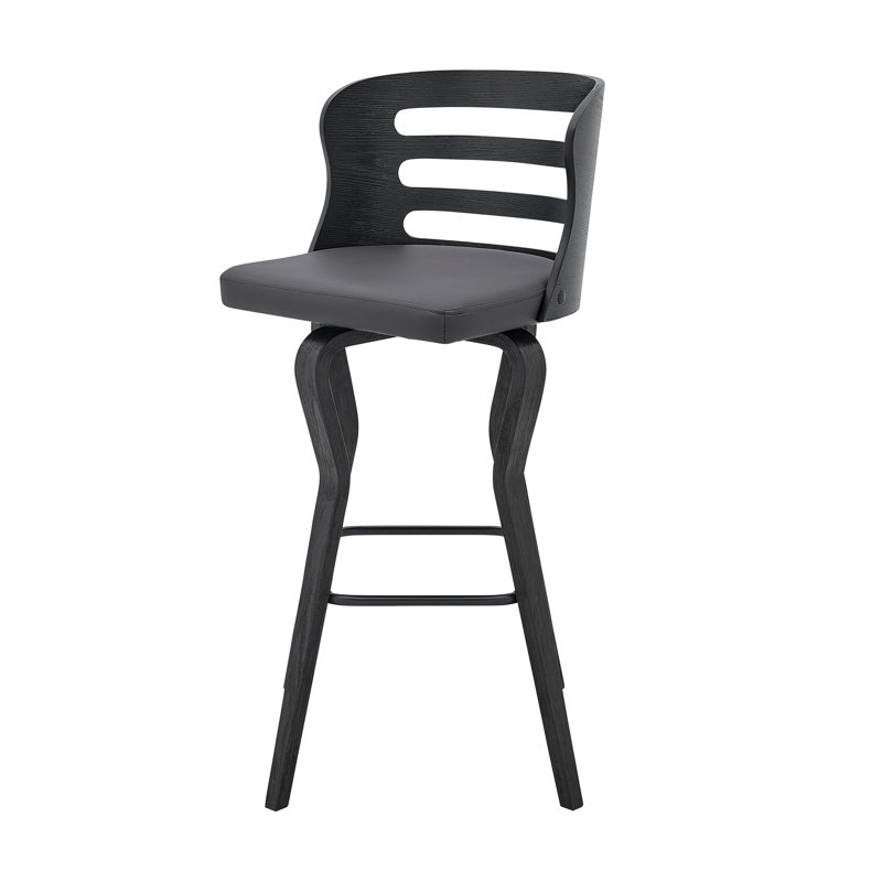 Chaise de bar 39 po, Siège gris / cadre noir