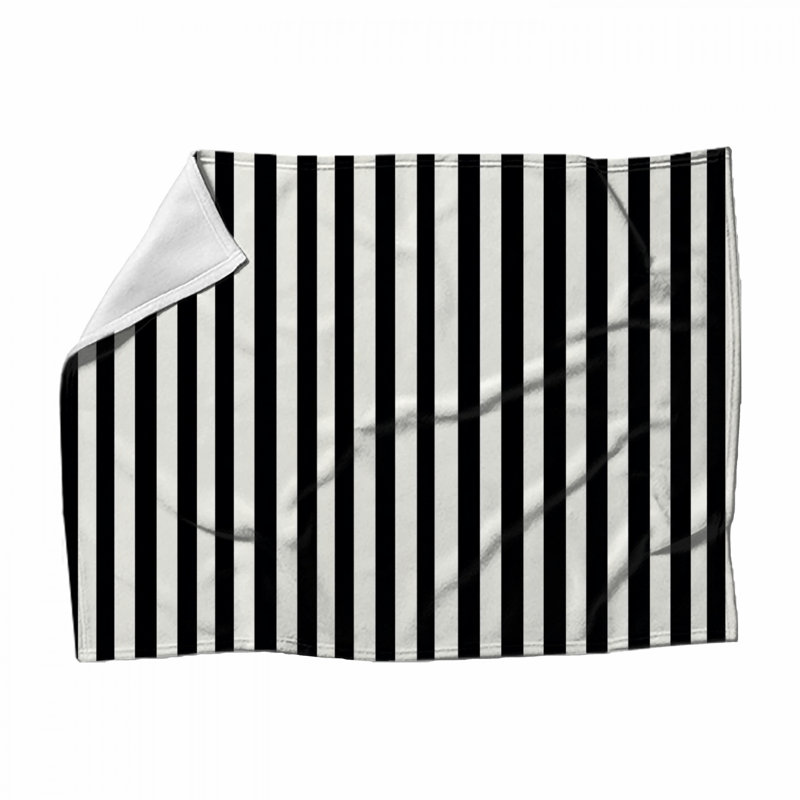 Jeté en molleton Stripes - Jeté à motif pour canapés ou lits, L 60 po x l 51 po, Black/White Striped